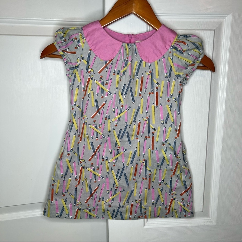 Mini Boden Pencil Print Dress Short Sleeve Fully Lined Pockets Girls 3-4Y